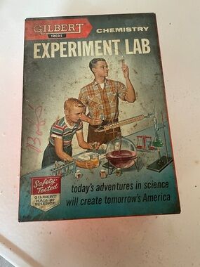 Gilbert Chemistry Experiment Lab Vintage Game Box - Blue/Red